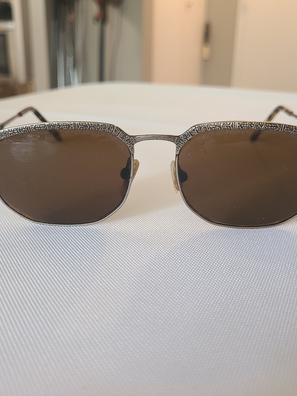 Dakota Smith Engraved Metal Frame Sunglasses with Brown Lenses